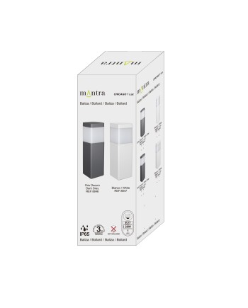 CHICAGO * SOBREMURO EXTERIOR GRIS OSCURO CUAD. 35CM IP65 E27